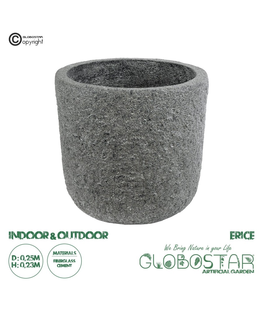 GloboStar® Artificial Garden ERICE 20757 Επιδαπέδιο Πολυεστερικό Τσιμεντένιο Κασπώ Γλάστρα - Flower Pot Γκρι Φ25 x Υ23cm